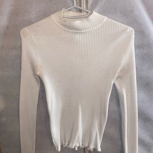 F21 white ribbed turtleneck long sleeve